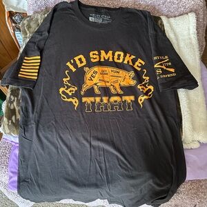 Grunt Style Black Crewneck T-Shirt with White Label Print